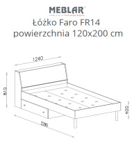 Łóżko Faro FR15, powierzchnia 120x200 cm, szuflada, otwierane wezgłowie, Biały lux/ Dąb artisan/ Szary, MEBLAR