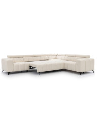 Narożnik Ragusso XL, 1B+3F+R+3SB, funkcja spania, pojemnik, regulowane zagłówki, Stagra