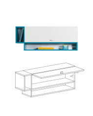 Półka wisząca Mobi MO13, wnęka regałowa, drzwiczki, Biały lux/ Turkus, MEBLAR