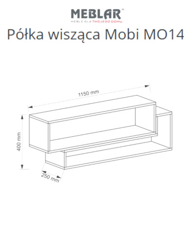 Półka wisząca Mobi MO14, wnęki regałowe, Biały lux/ Turkus, MEBLAR