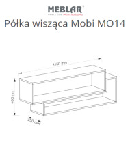 Półka wisząca Mobi MO14, wnęki regałowe, Biały lux/ Turkus, MEBLAR