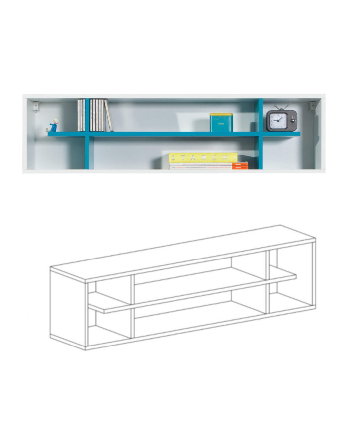 Półka wisząca Mobi MO15, wnęki regałowe, Biały lux/ Turkus, MEBLAR