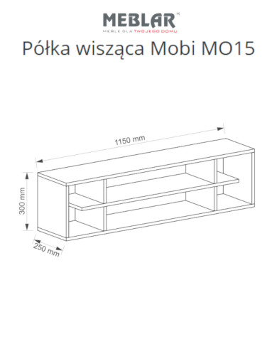 Półka wisząca Mobi MO15, wnęki regałowe, Biały lux/ Turkus, MEBLAR