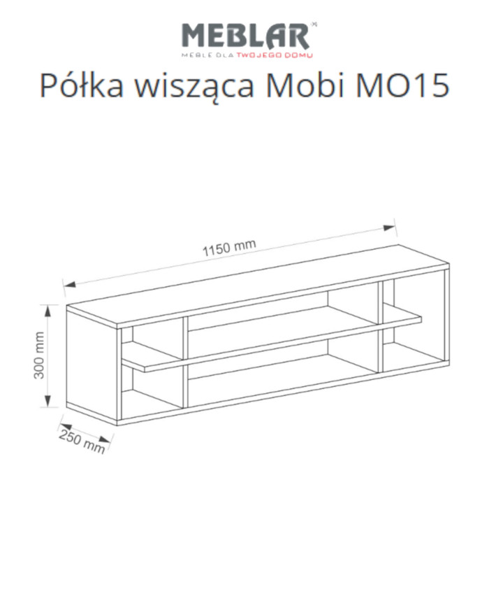 Półka wisząca Mobi MO15, wnęki regałowe, Biały lux/ Turkus, MEBLAR