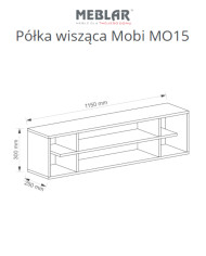 Półka wisząca Mobi MO15, wnęki regałowe, Biały lux/ Turkus, MEBLAR