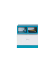 Szafka nocna Mobi MO17, szuflada, wnęka regałowa, Biały lux/ Turkus, MEBLAR