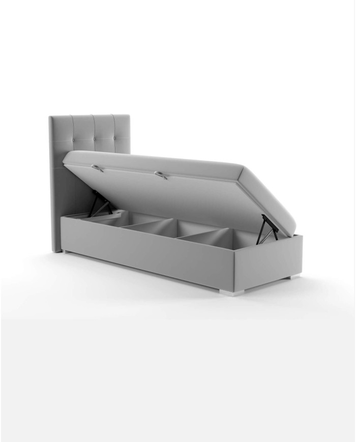 Łóżko kontynentalne Massimo 90x200, tapicerowane, materac, pojemnik, topper-2