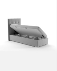 Łóżko kontynentalne Massimo 90x200, tapicerowane, materac, pojemnik, topper-2