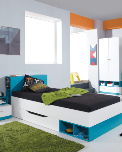 Półka wisząca Mobi MO15, wnęki regałowe, Biały lux/ Turkus, MEBLAR