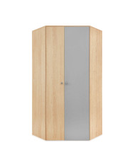 Szafa narożna Pixel PX2, dwudrzwiowa, Dąb biszkoptowy/ Biały lux/ Szary, MEBLAR