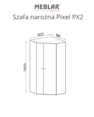 Szafa narożna Pixel PX2, dwudrzwiowa, Dąb biszkoptowy/ Biały lux/ Szary, MEBLAR