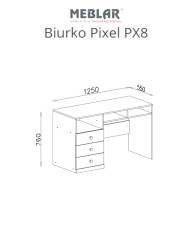 Biurko Pixel PX8, szuflady, półki, Dąb biszkoptowy/ Biały lux/ Szary, MEBLAR