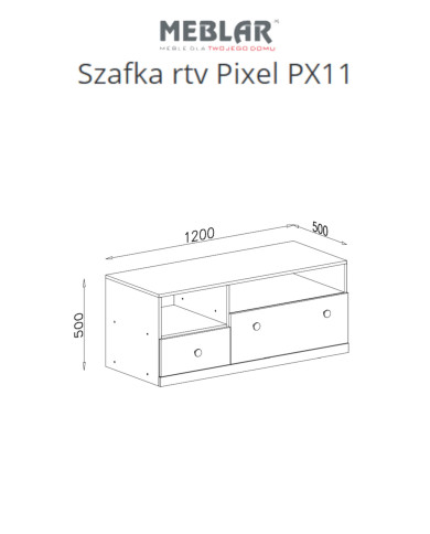 Szafka rtv Pixel PX11 z szufladami i półkami, Dąb biszkoptowy/ Biały lux/ Szary, MEBLAR