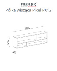 Półka wisząca Pixel PX12, wnęki regałowe, Dąb biszkoptowy/ Biały lux/ Szary, MEBLAR