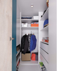 Szafa młodzieżowa - Garderoba Planet PL1, dwudrzwiowa, Biały lux/ Dąb/ Morski, MEBLAR