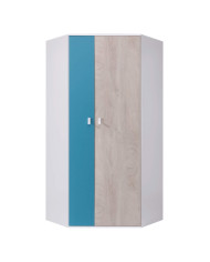 Szafa narożna Planet PL2, dwudrzwiowa, Biały lux/ Dąb/ Morski, MEBLAR