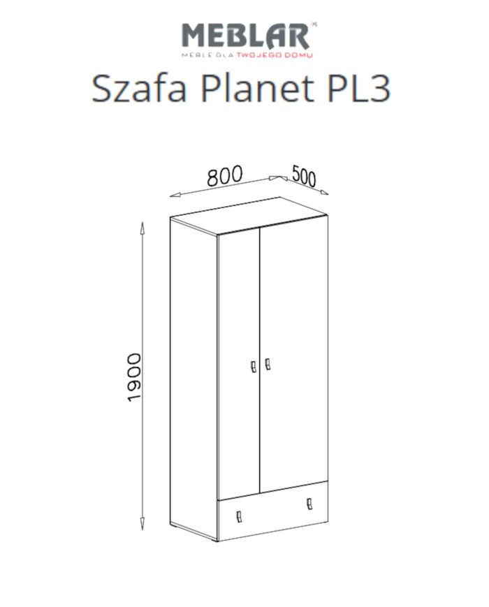 Szafa Planet PL3, dwudrzwiowa z szufladą, Czarny/ Dąb/ Beż, MEBLAR