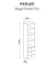Regał Planet PL6 z szufladami i otwartymi półkami, Czarny/ Dąb/ Beż, MEBLAR