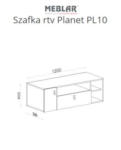 Szafka rtv Planet PL10 z szufladą, drzwiczkami i wnękami regałowymi, Czarny/ Dąb/ Beż, MEBLAR