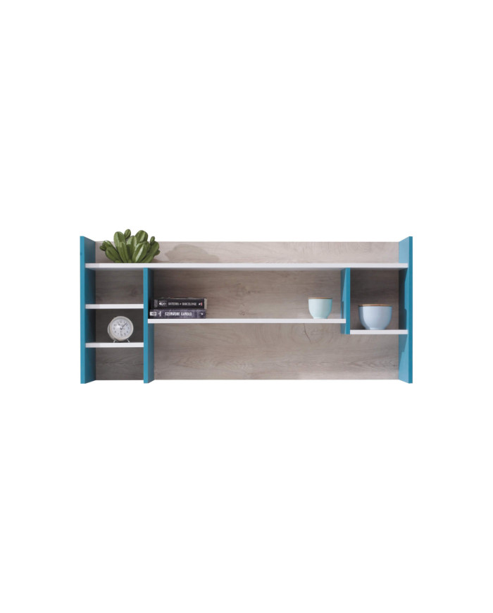 Półka wisząca Planet PL11, Biały lux/ Dąb/ Morski, MEBLAR