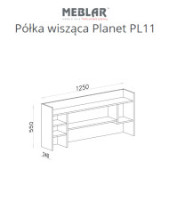 Półka wisząca Planet PL11, Biały lux/ Dąb/ Morski, MEBLAR