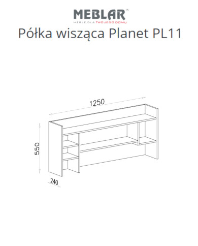 Półka wisząca Planet PL11, Czarny/ Dąb/ Beż, MEBLAR