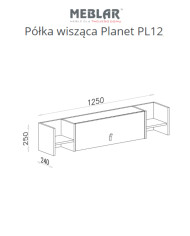 Półka wisząca Planet PL12, uchylne drzwiczki, wnęki regałowe, Biały lux/ Dąb/ Morski, MEBLAR