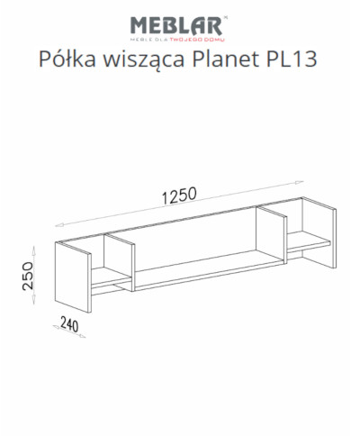 Półka wisząca Planet PL13, Biały lux/ Dąb/ Morski, MEBLAR