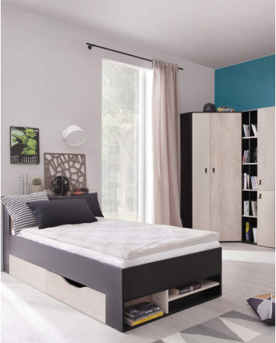 Półka wisząca Planet PL13, Czarny/ Dąb/ Beż, MEBLAR