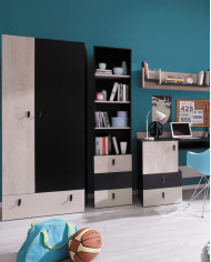 Półka wisząca Planet PL13, Czarny/ Dąb/ Beż, MEBLAR