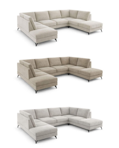 Narożnik Flavio U-form, symetryczny, funkcja spania, pojemniki, COMFORTEO