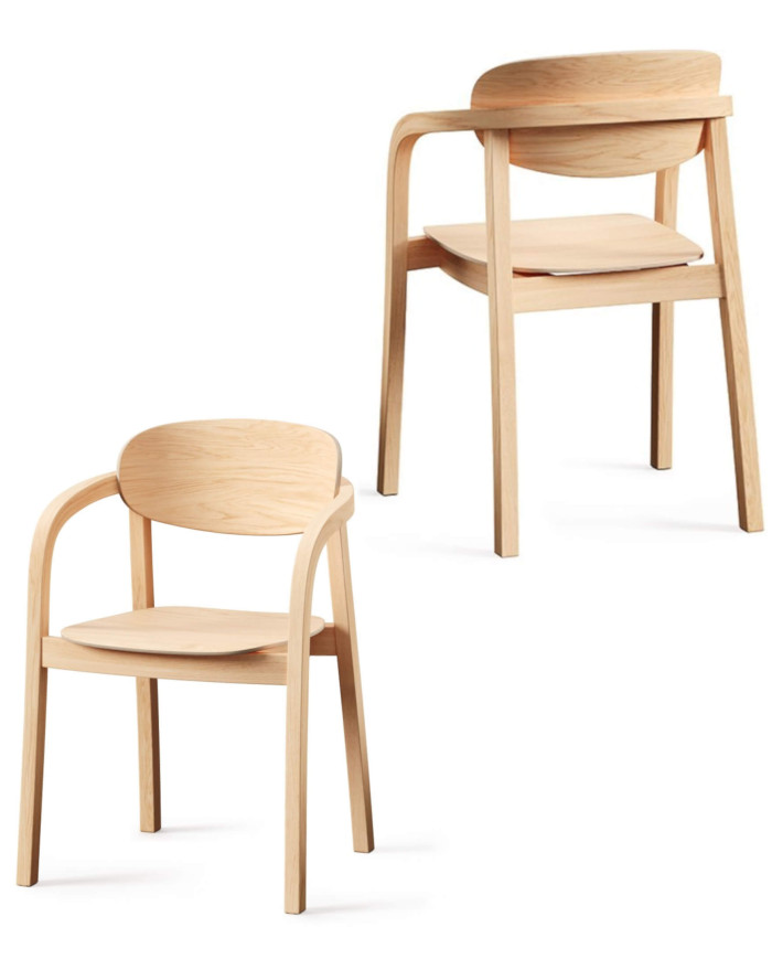 Krzesło z podłokietnikami B-2324 LINIA, bukowe, twarde siedzisko i oparcie, FAMEG