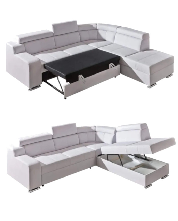 Narożnik modułowy Oskar 2, funkcja spania, pojemnik, regulowane zagłówki, DOLMAR