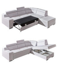 Narożnik modułowy Oskar 2, funkcja spania, pojemnik, regulowane zagłówki, DOLMAR