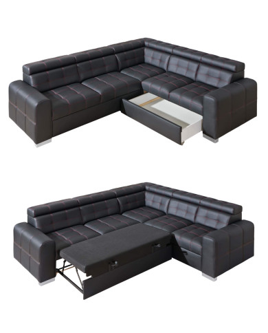 Narożnik Irys 1, funkcja spania, pojemnik, regulowane zagłówki, DOLMAR