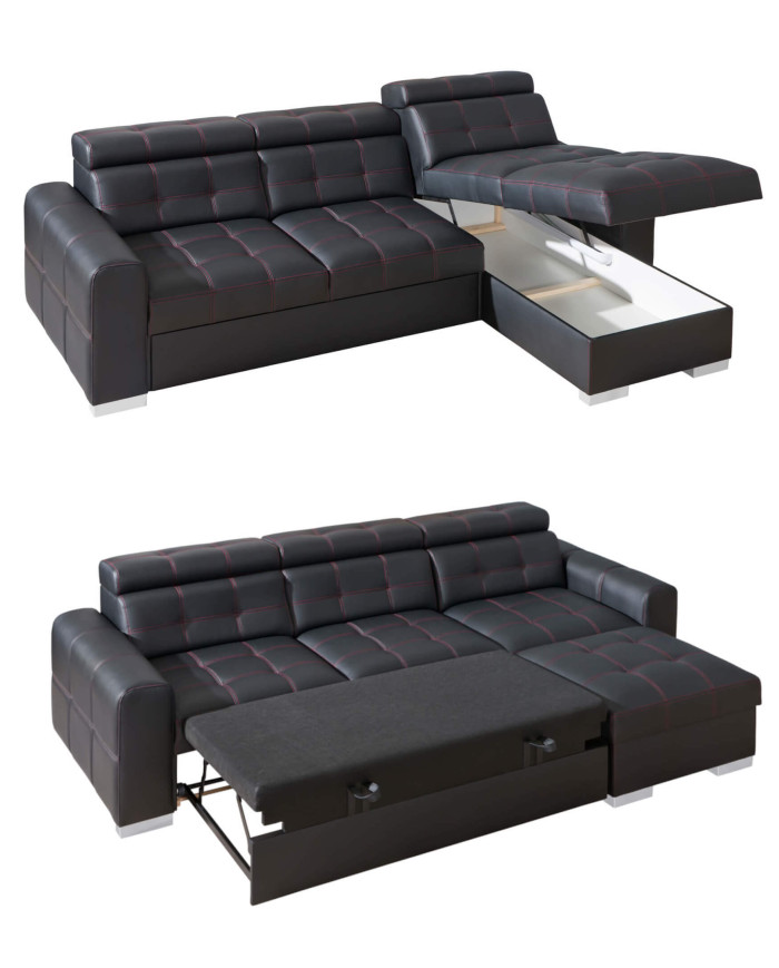 Narożnik Irys 2, funkcja spania, pojemnik, regulowane zagłówki, DOLMAR