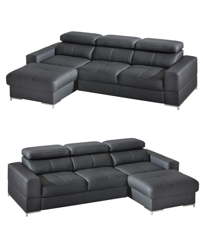 Narożnik Bazalt 1, funkcja spania, pojemnik, regulowane zagłówki, DOLMAR