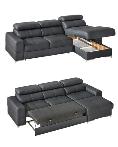 Narożnik Bazalt 1, funkcja spania, pojemnik, regulowane zagłówki, DOLMAR