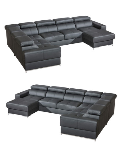 Narożnik Bazalt 2, funkcja spania, pojemnik, regulowane zagłówki, DOLMAR