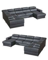 Narożnik Bazalt 2, funkcja spania, pojemnik, regulowane zagłówki, DOLMAR