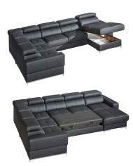 Narożnik Bazalt 2, funkcja spania, pojemnik, regulowane zagłówki, DOLMAR