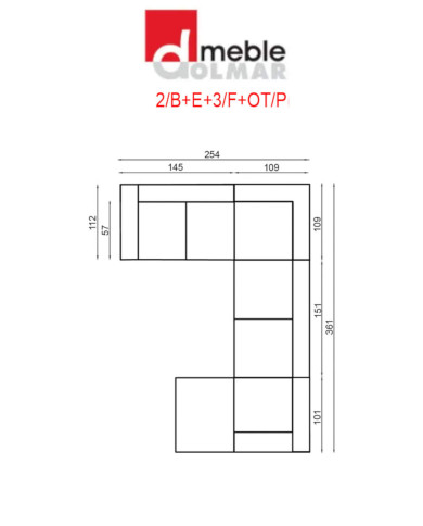 Narożnik Bazalt 2, funkcja spania, pojemnik, regulowane zagłówki, DOLMAR