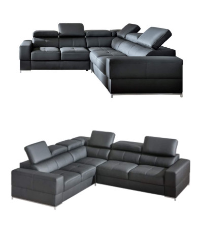 Narożnik Bazalt 3, funkcja spania, regulowane zagłówki, DOLMAR