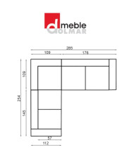 Narożnik Bazalt 3, funkcja spania, regulowane zagłówki, DOLMAR