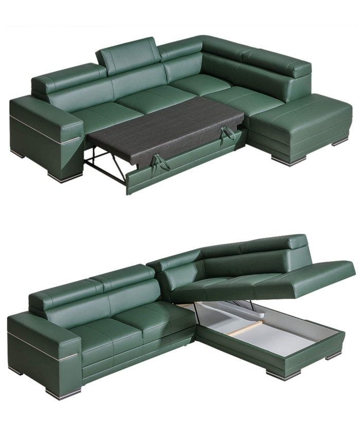 Narożnik Parys 1, funkcja spania, pojemnik, regulowane zagłówki, DOLMAR