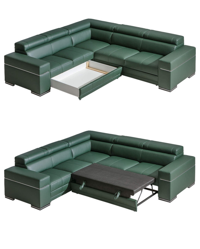 Narożnik Parys 3, funkcja spania, pojemnik, regulowane zagłówki, DOLMAR