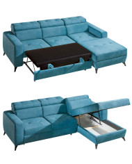 Narożnik Portland, funkcja spania, pojemnik, regulowane zagłówki, DOLMAR