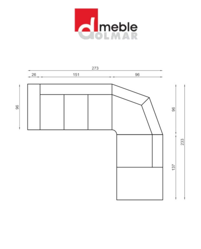 Narożnik modułowy Oskar 2, funkcja spania, pojemnik, regulowane zagłówki, DOLMAR