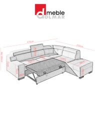 Narożnik modułowy Oskar 2, funkcja spania, pojemnik, regulowane zagłówki, DOLMAR