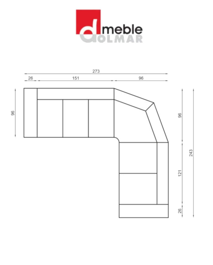 Narożnik modułowy Oskar 1, funkcja spania, pojemnik, regulowane zagłówki, DOLMAR